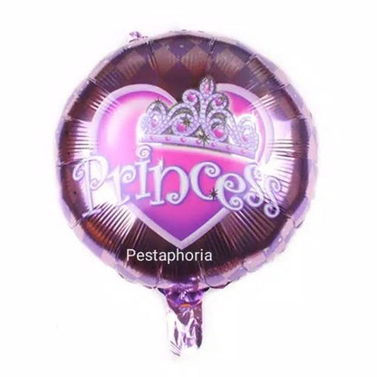Balon Foil Bulat Tulisan Princess /Prince Size 45 cm