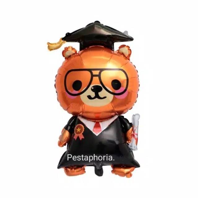 Balon Foil Wisuda/ Graduation Beruang / Brown Bear / Monkey Jumbo Size 92 cm