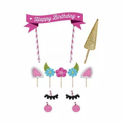 Set Hiasan Kue Unicorn / Cake Topper Set Unicorn Eyelash
