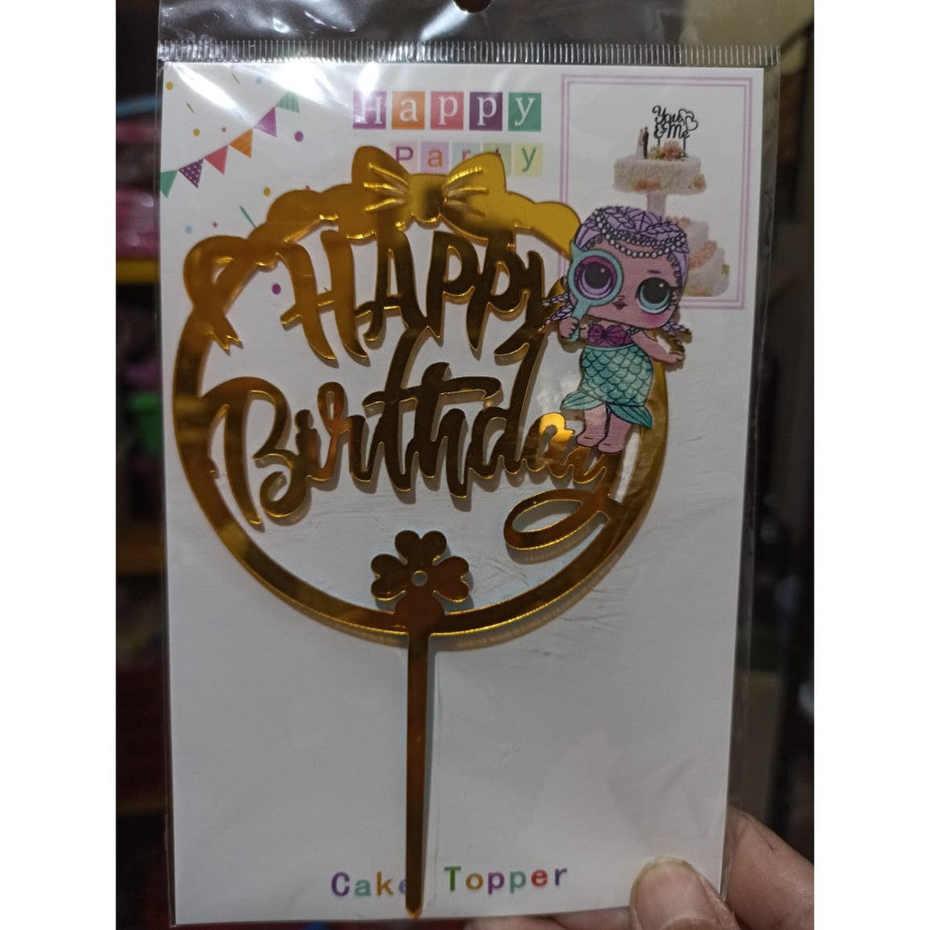 Cake Topper Acrylic / Akrilik Happy Birthday Ariel The Mermaid