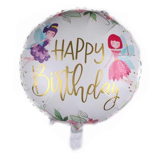 Balon Foil HBD Bulat Happy Birthday Peri 45cm