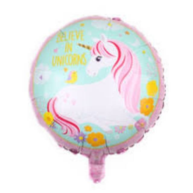 Balon Foil Unicorn Bulat Double Sided Size 45 cm
