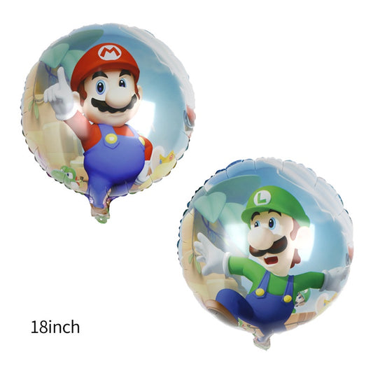 Balon Foil Bulat Super Mario Double Side 45 cm