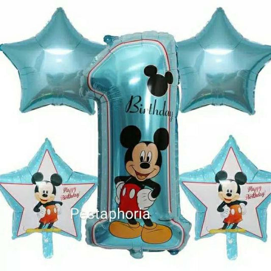 1 Set Balon Foil 1st Birthday Mickey Mouse