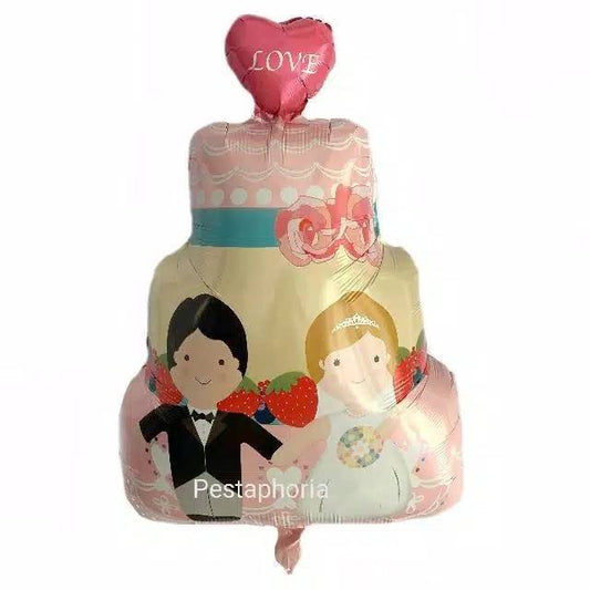 Balon Foil Wedding Cake Love Pastel Size 89 cm