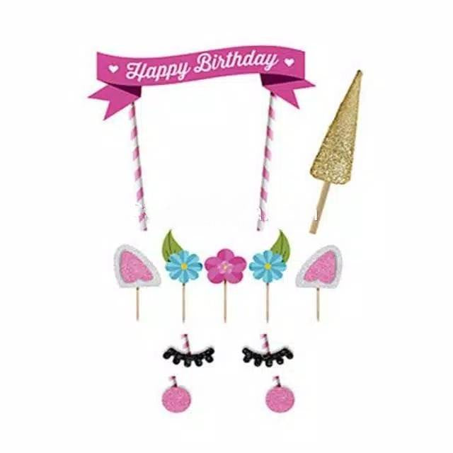 Set Hiasan Kue Unicorn / Cake Topper Set Unicorn Eyelash