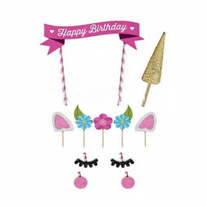 Set Hiasan Kue Unicorn / Cake Topper Set Unicorn Eyelash