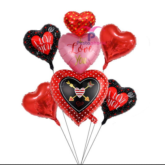 Set isi 5  Balon Foil Triple I Love You  Arrow / Panah Black Red
