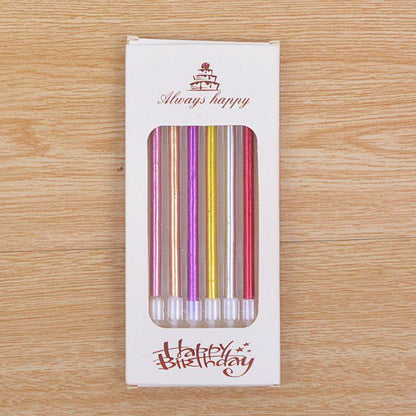 Lilin Ulang Tahun Panjang Metalik Gold / Silver / Pink / Multicolor isi 6 pcs / pack / Tall Candle