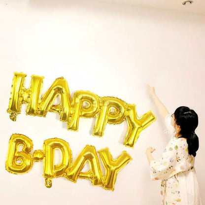 Balon Foil Happy Bday Sambung Gold / Silver