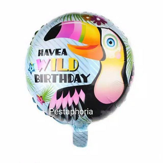 Balon Foil Bulat HBD Happy Birthday Have A Wild Birthday Size 45 cm
