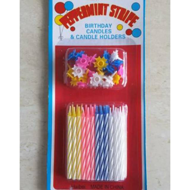 Lilin Peppermint Stripe Ultah / Ulang Tahun / Peppermint Stripe Birthday Candle isi 24 pcs / pack