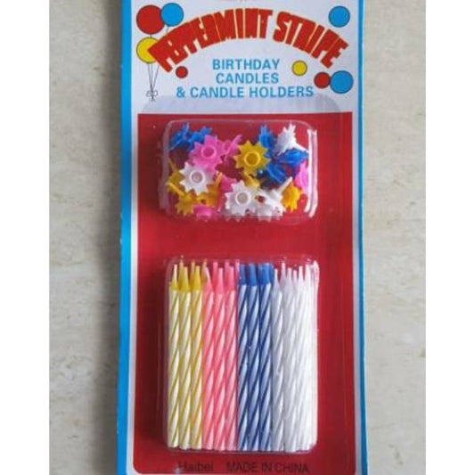 Lilin Peppermint Stripe Ultah / Ulang Tahun / Peppermint Stripe Birthday Candle isi 24 pcs / pack