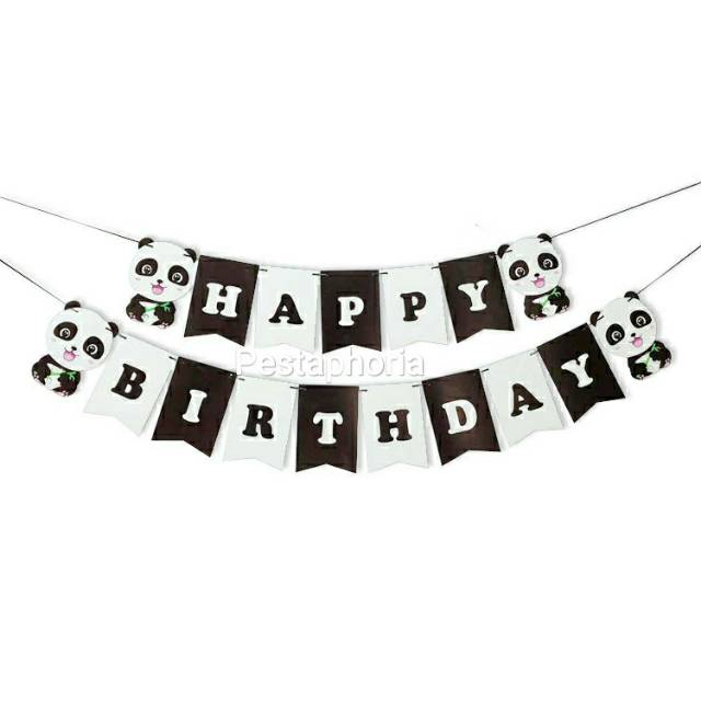 Bunting Flag / Banner HBD Happy Birthday Panda