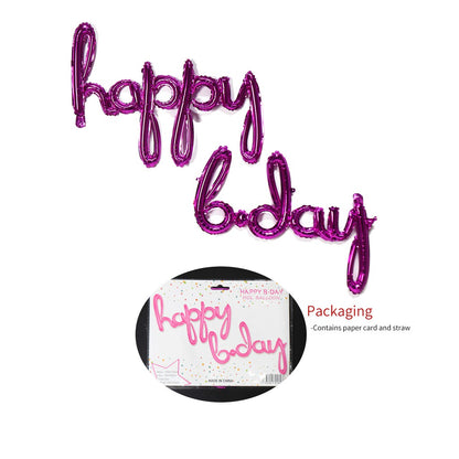 Balon Foil happy bday Set Latin Kecil Warna Gold, Silver, Rose Gold, Biru Tua,Pink Tua