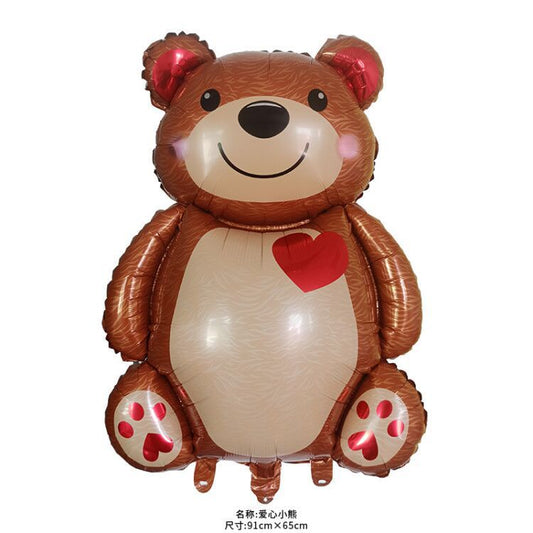 Balon Foil Sitting Bear Heart Jumbo Size 91 cm