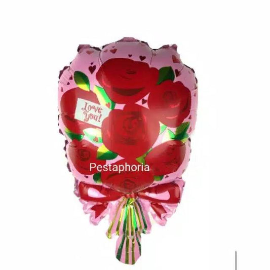 Balon Foil Rose Bouquet Merah Pink Size 70 cm