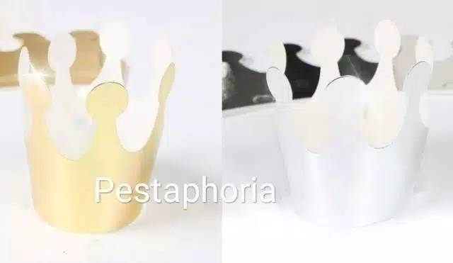 ( isi 10 pcs ) Party Hat Crown / Mahkota Metalik