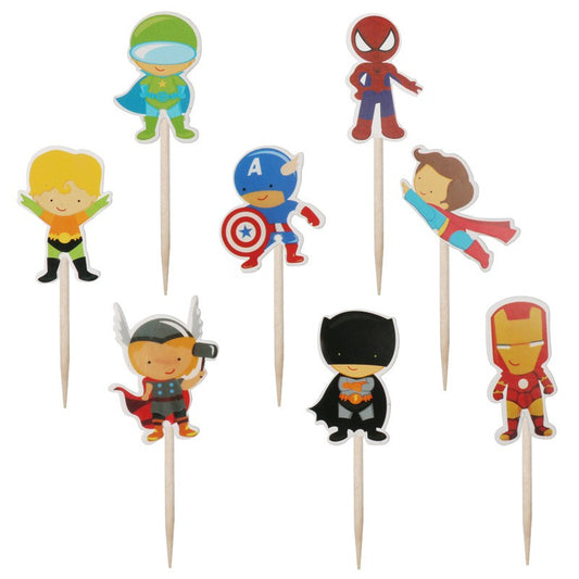 1 Pack isi 24 pcs Cake Topper / Hiasan Kue Karakter Super Hero