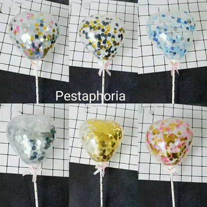 Cake Topper Balon Latex 5 inch isi Confetti u/ Hiasan Kue