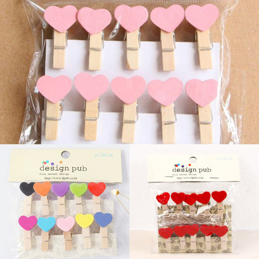 Wooden Clip Set Love 3,5 cm / Penjepit Foto Kayu Hati / Jepitan Kayu / Wooden Peg