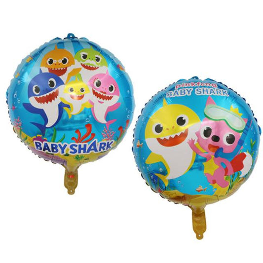Balon Foil Baby Shark Bulat Double Side Size 45 cm