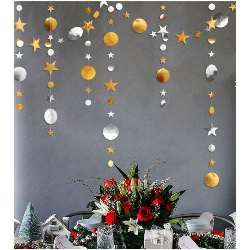 Star mix Round Party Garland Metalik 4 meter