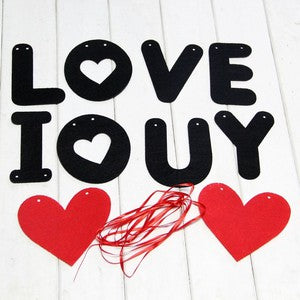 Bunting Flag / Banner I Love You Warna Black Red