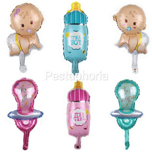 Balon Foil Bayi / Baby Boy / Baby Girl / Dot Bayi / Botol Bayi New Size Mini