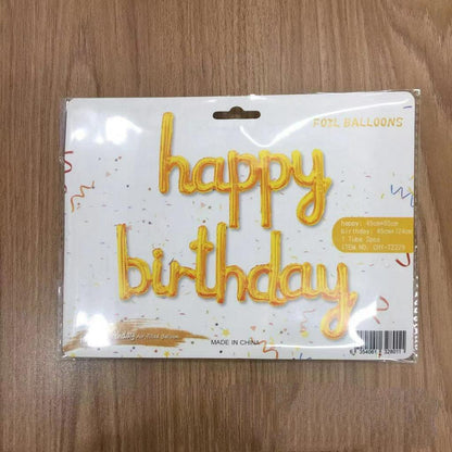 Balon Foil Happy Birthday Set Latin Kecil Warna Gold, Silver, Rose Gold, Pink Fanta, Biru Tua