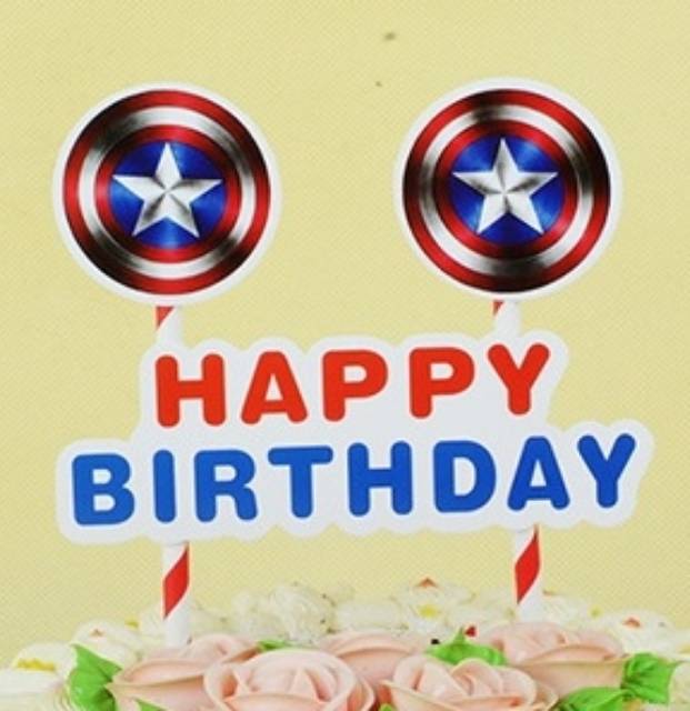 Cake Topper Happy Birthday  Perisai Captain America / Shield