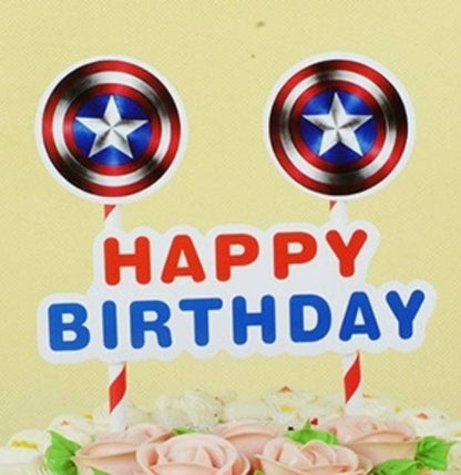 Cake Topper Happy Birthday  Perisai Captain America / Shield