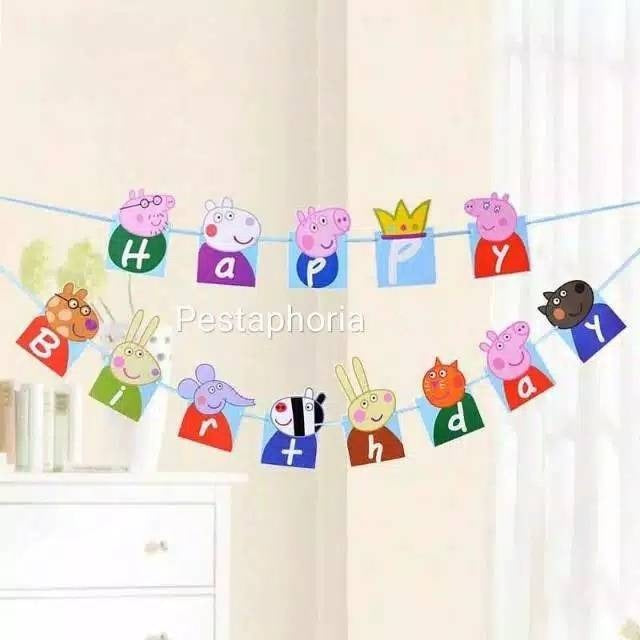 Bunting Flag / Banner Happy Birthday HBD Peppa Pig