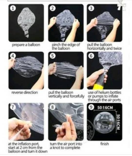 Balon PVC Transparan 24inch + Lampu Kawat LED Handheld + Stick Balon Foil Transparan 70 cm