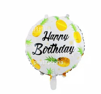Balon Foil Pineapple Jumbo & Happy Birthday HBD Bulat Pineapple / Nanas