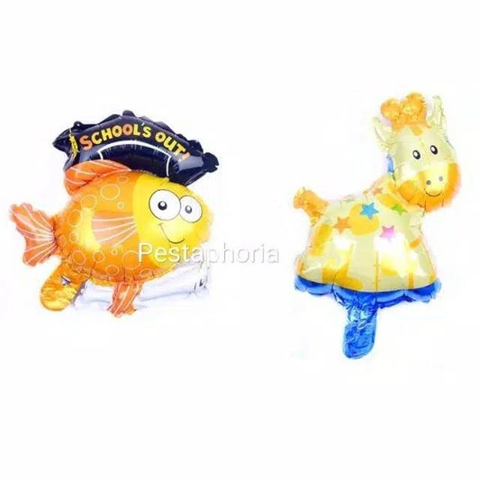 Balon Foil Fish School Out  &  Giraffe Star / Jerapah Bintang  Size Mini