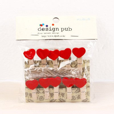 Wooden Clip Set Love 3,5 cm / Penjepit Foto Kayu Hati / Jepitan Kayu / Wooden Peg
