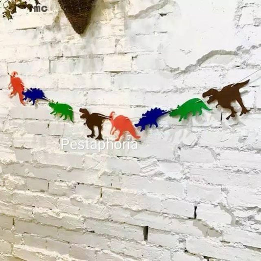 Banner Flannel Dinosaur / Dinosaurus Warna Warni