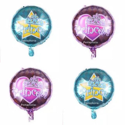 Balon Foil Bulat Tulisan Princess /Prince Size 45 cm