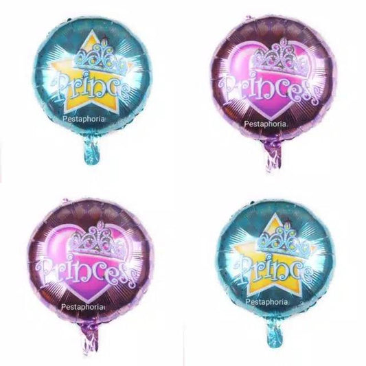 Balon Foil Bulat Tulisan Princess /Prince Size 45 cm