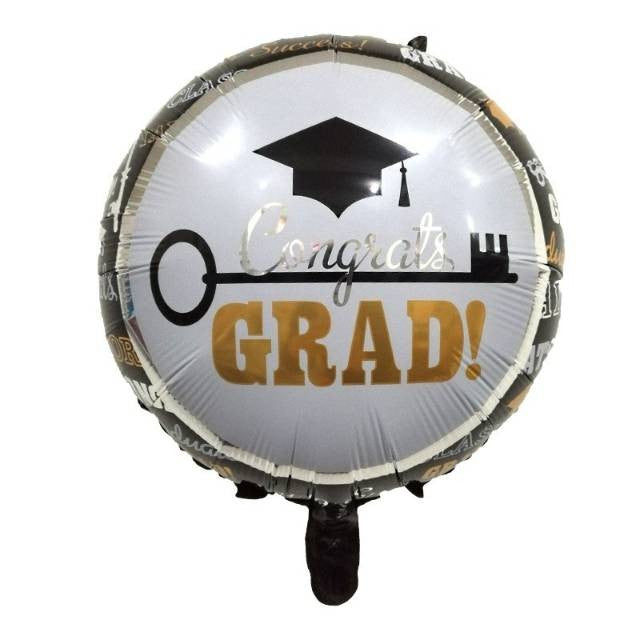 Balon Foil Bulat Wisuda / Graduation / Congrats Grad Size 45 cm