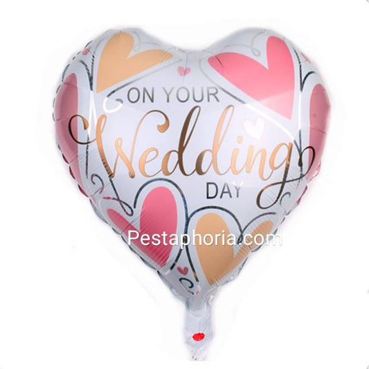Balon Foil Hati / Love Tulisan On Your Wedding Day Size 45 cm