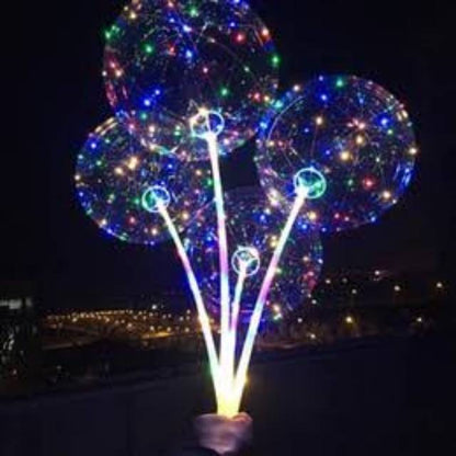 Balon PVC Transparan 24inch + Lampu Kawat LED Handheld + Stick Balon Foil Transparan 70 cm