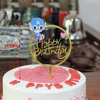 Cake Topper Acrylic / Akrilik Happy Birthday One & Unicorn/ Ariel Mermaid /Captain America / Rainbow