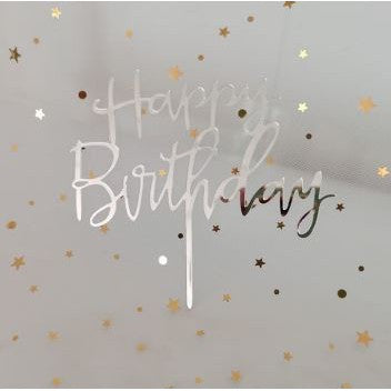 Cake Topper Acrylic / Topper Kue Akrilik Happy Birthday Sweet Seventeen Rose Gold