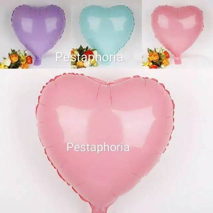 Balon Foil Hati / Love, Star / Bintang, Bulat / Round Macaron Size 45 cm
