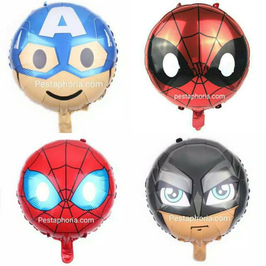 Balon Foil Bulat Kepala Baby Captain America Head , Baby Spiderman Head , Baby Batman Head 45 cm
