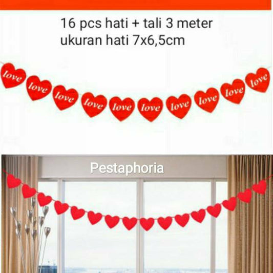 Banner Flannel Bentuk Hati