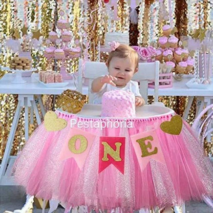 Banner Flannel 1st Birthday One Warna Pink or Black