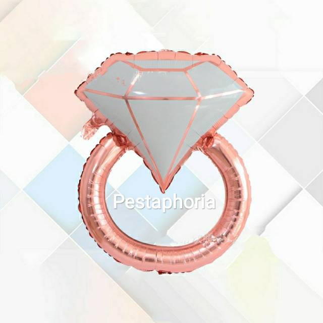 Balon Foil New Diamond Ring Rose Gold Size Jumbo 83 cm
